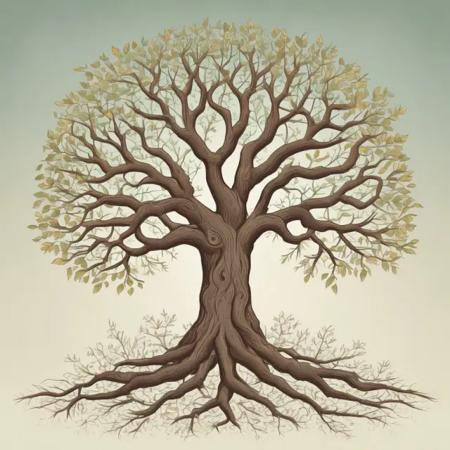 Branching family tree illustrates per stirpes inheritance distribution to descendants