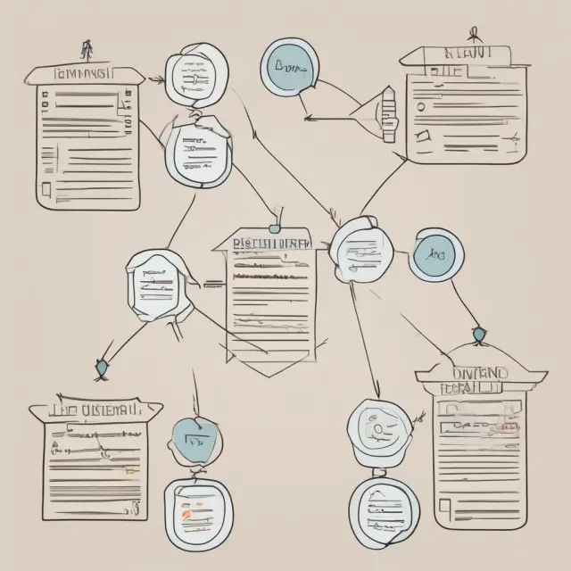 PERT Chart components: Nodes (circles & rectangles), vectors (arrows), dependencies (connections) illustrating efficient project management within finance.