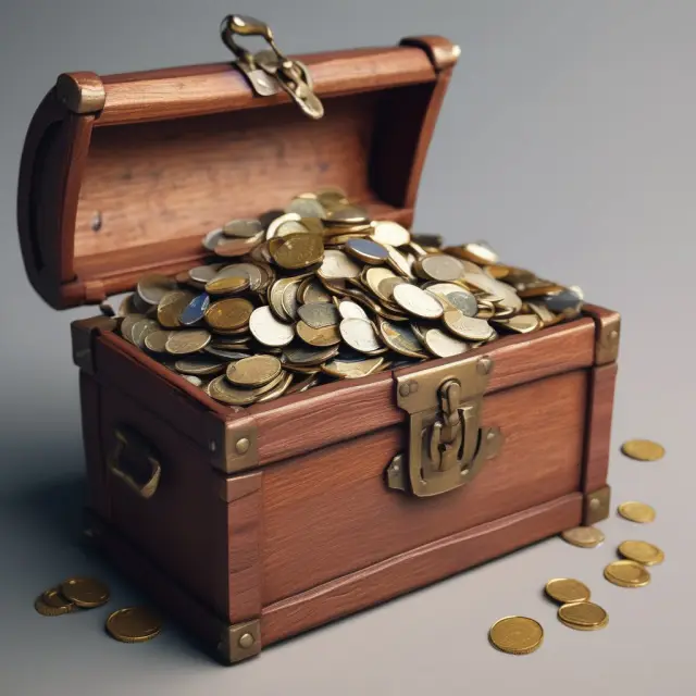 Secure chest brimming with coins symbolizing the easy access to funds in a petty cash system