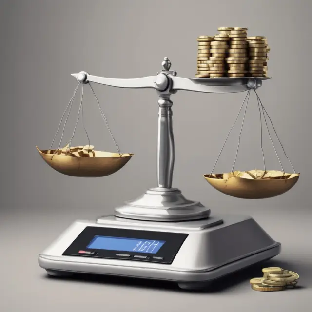 Digital scale represents online payment systems; traditional petty cash represented by a physical one. The digital scale tips in favor of electronic methods, symbolizing their growing popularity.