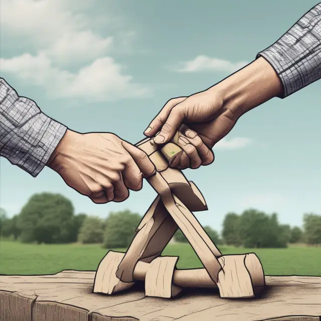 A balance between two hands symbolizing traditional stock plans (solid blocks) and phantom stock plans (ghostly blocks), emphasizing their parallels and contrasts