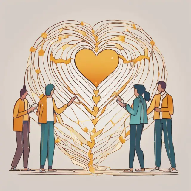 Hearts symbolizing philanthropy intertwined to form a network, illustrating the emotional and societal benefits of giving
