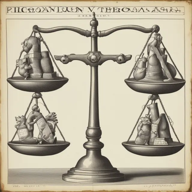 Image of a set of scales weighing the fairness, effectiveness, and practicality aspects of Pigovian taxes, with debate symbols representing each category.