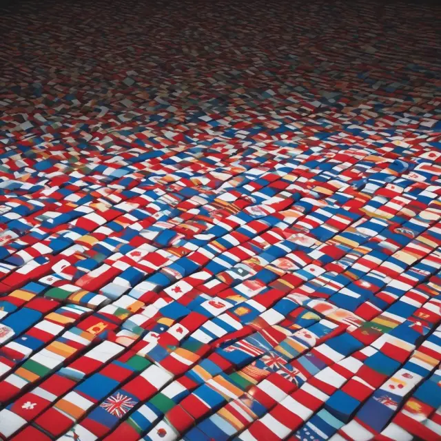 Flags of Portugal, Italy, Ireland, Greece, and Spain falling like dominos, depicting the economic challenges faced during the PIIGS crisis