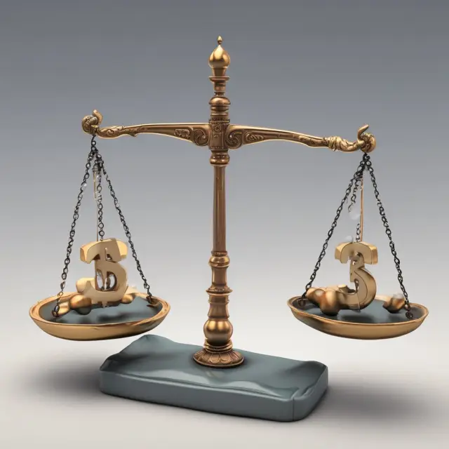 A balance with gold coins and currency symbols representing pip values