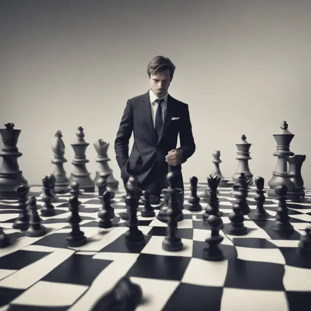 Investor strategizing on a chessboard, balancing between PIPE shares and public stocks for optimal returns