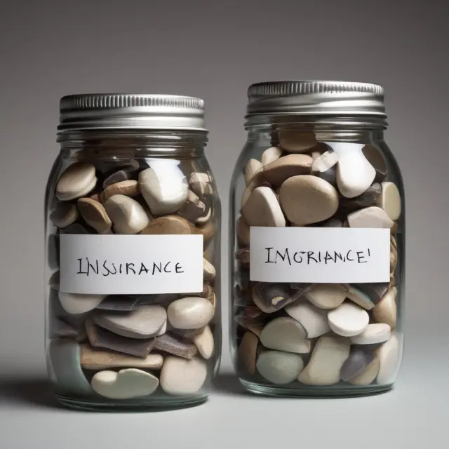 Visualization of insurance (labeled jar overflowing) and mortgage payment (balanced jar).