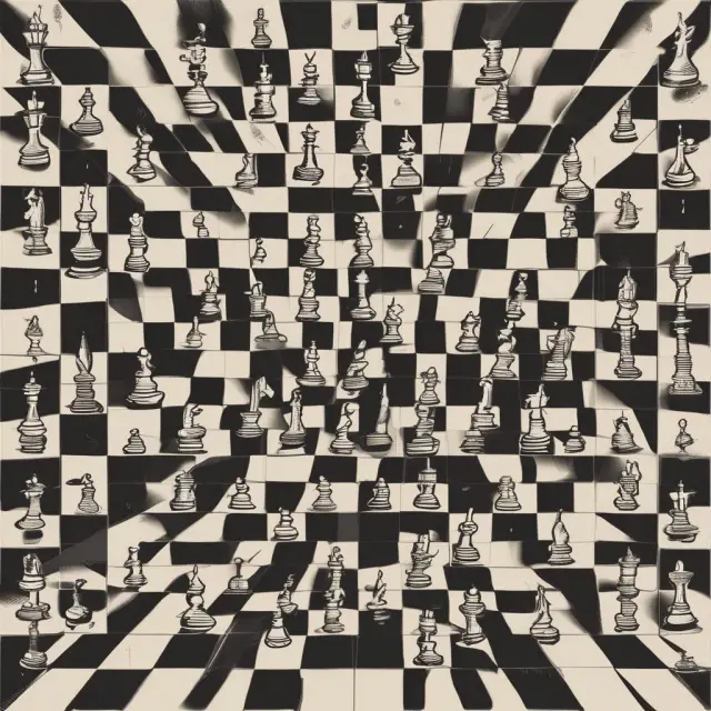 A chessboard with pivot points marking squares to represent trend guidance in multiple markets: stocks, forex, and commodities.