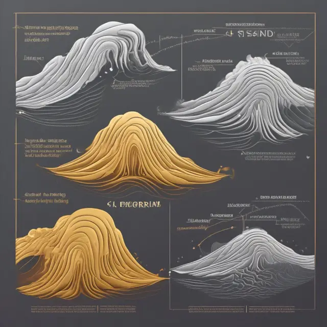 A golden wave (Platykurtic) representing reduced risk, a normal wave (Mesokurtic), and a silver wave (Leptokurtic) depicting potential extreme market events