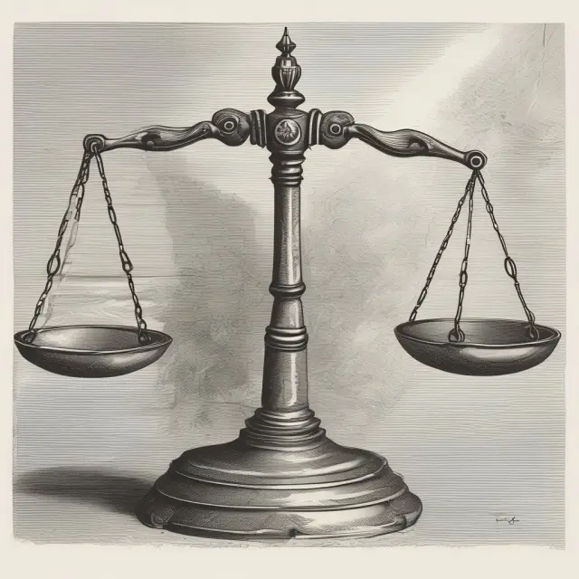 A set of scales balanced between benefits (golden coins) and risks (red crosses), representing the pros and cons of pledging assets for securing loans