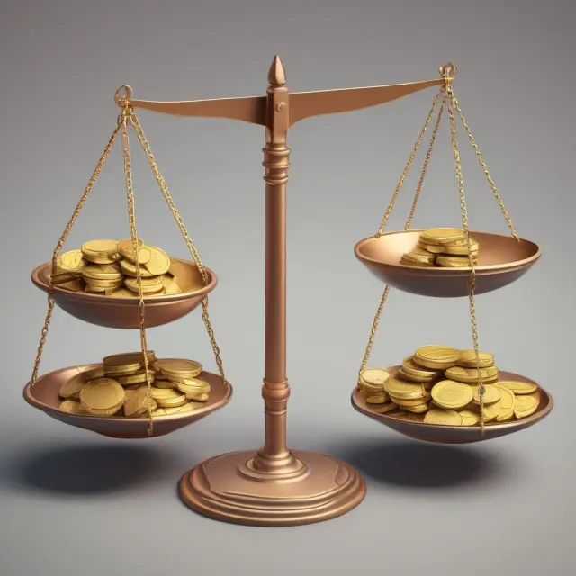 A balance of two golden scales representing dividends and reinvestment, with the plowback ratio determining equilibrium