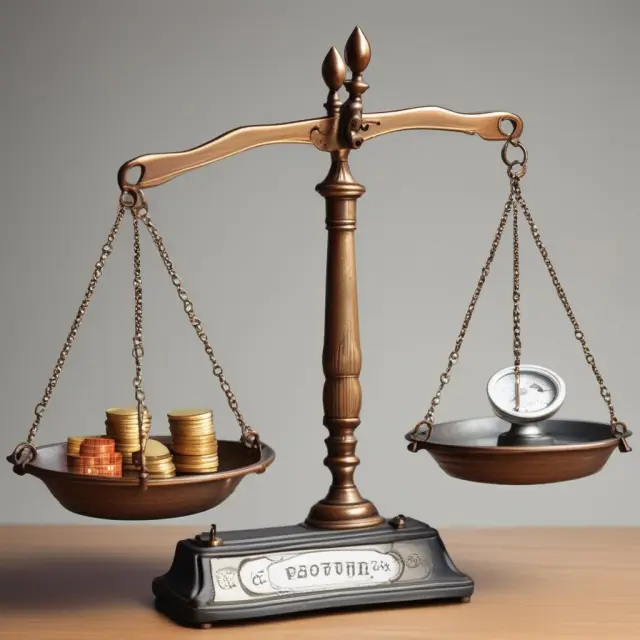 Scales comparing revenues to expenses on a P&L statement during financial analysis