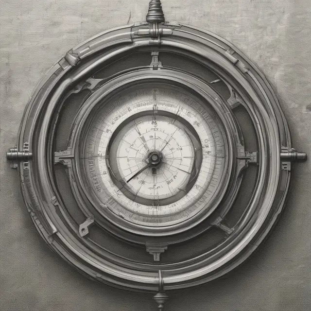 Interconnected barometers representing various manufacturing industries, illustrating the calculation and influence of the PMI on economic trends