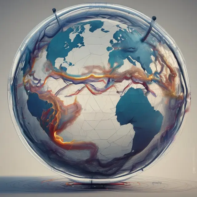 Image: A spherical representation of the PMI with pulsating waves emanating from it, symbolizing its extensive impact on various economic sectors.
