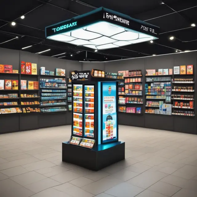 An interactive POS display with a maze-like layout leads shoppers to discover tailored promotions, enhancing the shopping experience