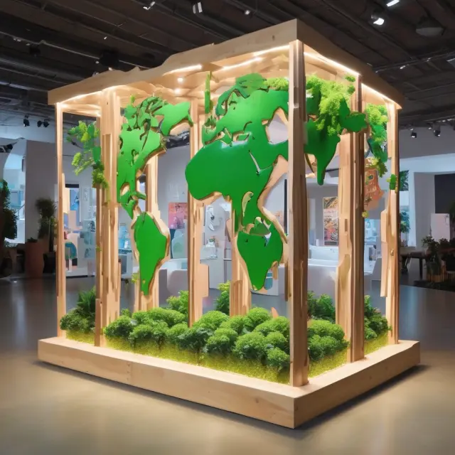 An ocean of interconnected waves made of eco-friendly POP displays illustrating global market trends in the industry