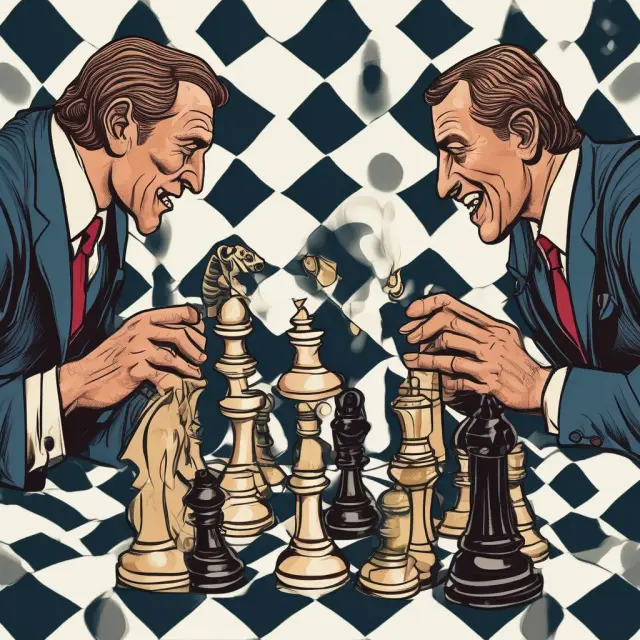 A game of chessboard depicting poison pill triggers, with percentage ownership thresholds as pawns and specific shareholder actions represented by knights.