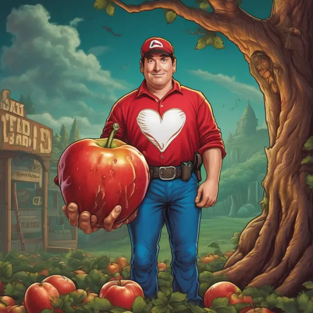 Two apples with poison pills symbolizing Papa John