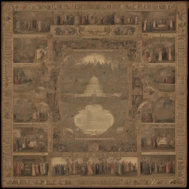 A complex tapestry depicting various regulations and disclosure requirements for Political Action Committees (PACs) in American politics