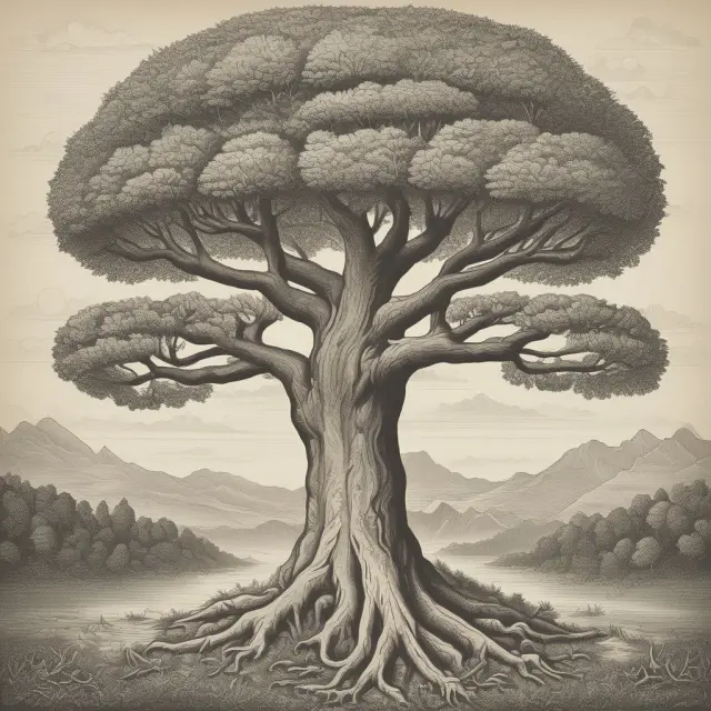 Three interconnected trees representing capitalism, socialism, and communism with distinct growth patterns illustrating their fundamental differences in resource allocation and wealth distribution