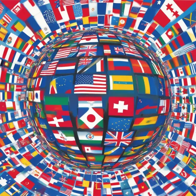 Flags clashing on a globe, illustrating the complexities of managing political risks for multinationals like Wal-Mart