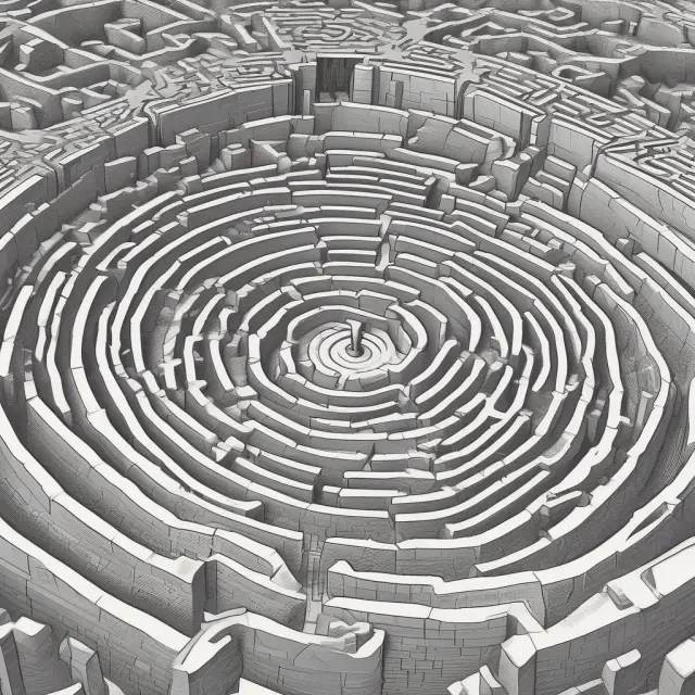 Wal-Mart managing political risks: Wal-Mart executive holding a compass and an insurance policy in front of a complex political maze