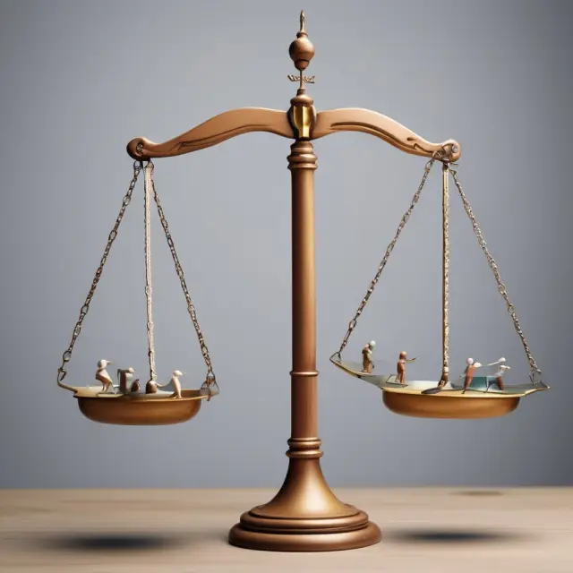 Scales balanced with ethics and statistics represent population research in finance and investment