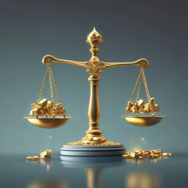 Scale representing merit-based funding and clear pond illustrating budgeting transparency ensuring efficient resource allocation.