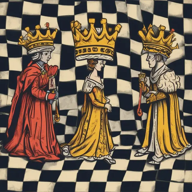 King and Queen exchange crowns on a checkered board, illustrating customer and company power dynamics