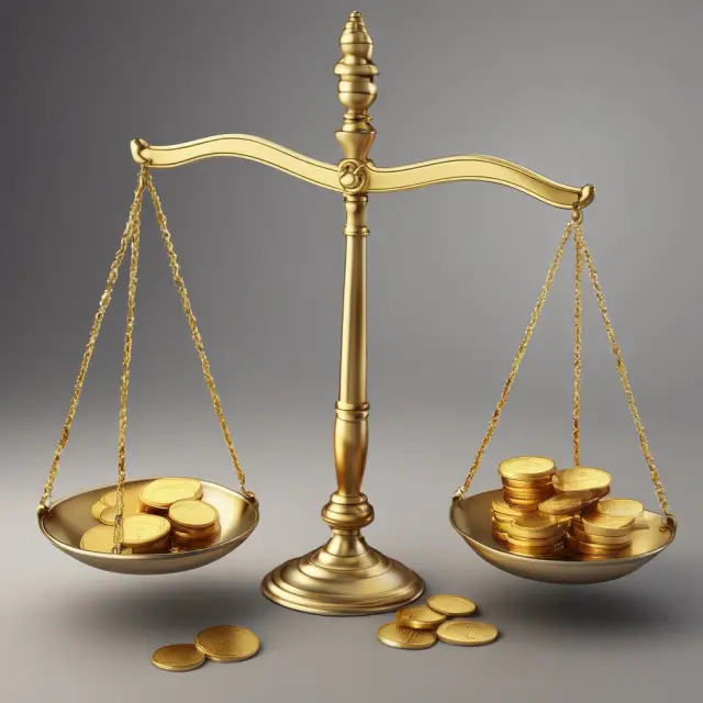 Golden scale balancing risk tolerance (coins), investment horizon (sandglasses), and asset classes (puzzle pieces) for effective portfolio creation