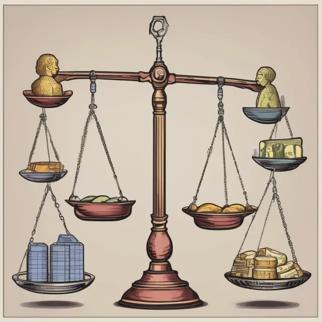 A balanced set of scales representing various investment strategies: Modern Portfolio Theory, Efficient Frontier, Asset Allocation, Risk Parity, and Tactical Asset Allocation.