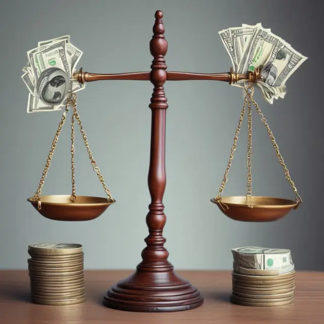 Stylized representation of asset allocation, featuring a balance scale with various investment classes