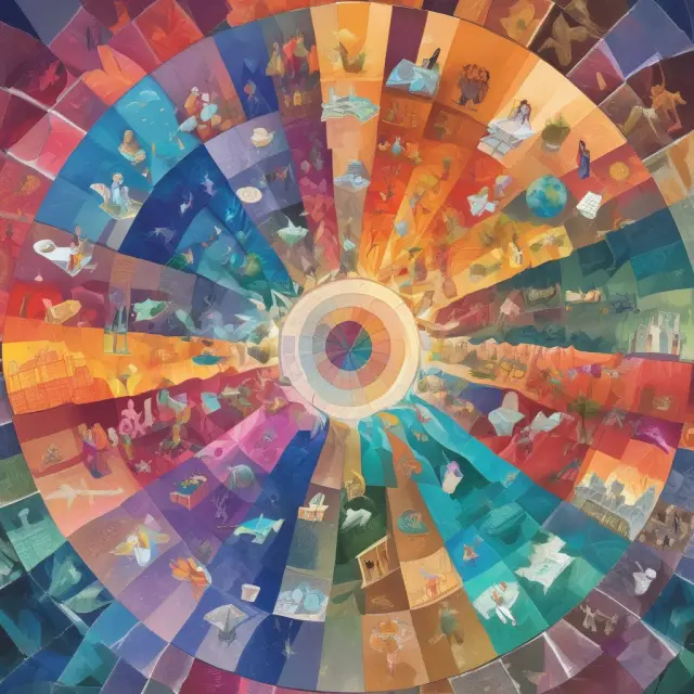An image featuring a vibrant kaleidoscope, with each section representing diverse asset classes, sectors, and geographical regions coming together to create a balanced portfolio.