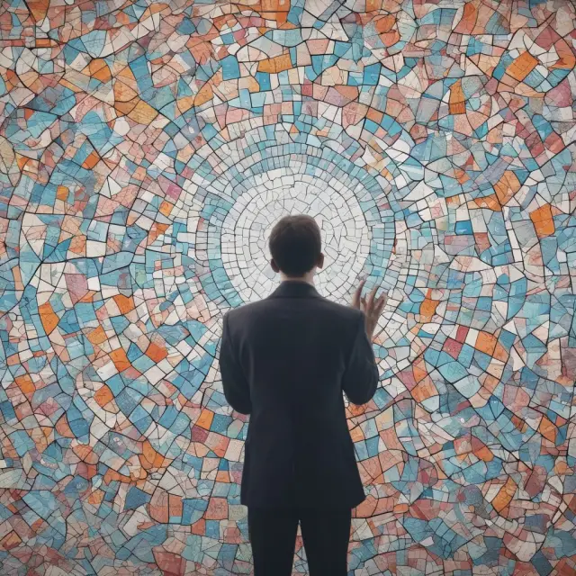 A researcher studies an intricate mosaic of interconnected market indices, selecting the most suitable options for passive portfolio management