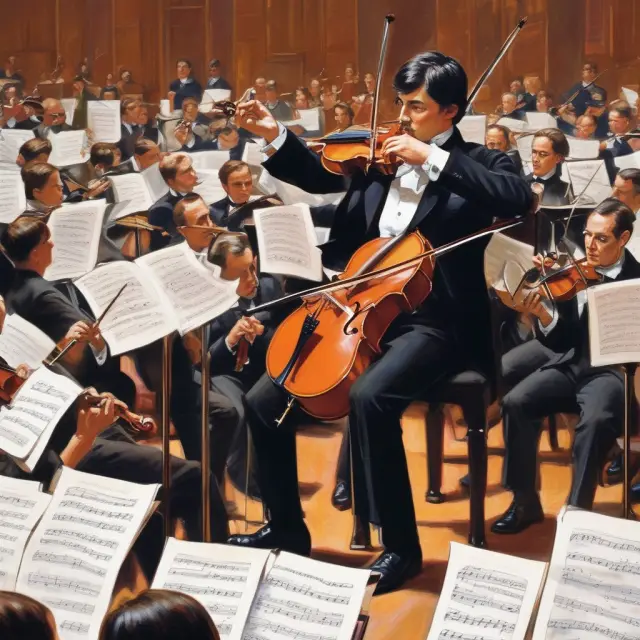 Portfolio manager conducting an orchestra of investments, aligning assets to optimize growth in the financial market symphony