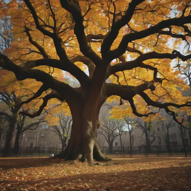A withering tree losing leaves represents the decreasing returns over time in portfolio runoff