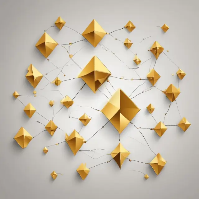 Golden arrows linking various investment assets, illustrating the positive correlation between them and wise portfolio management