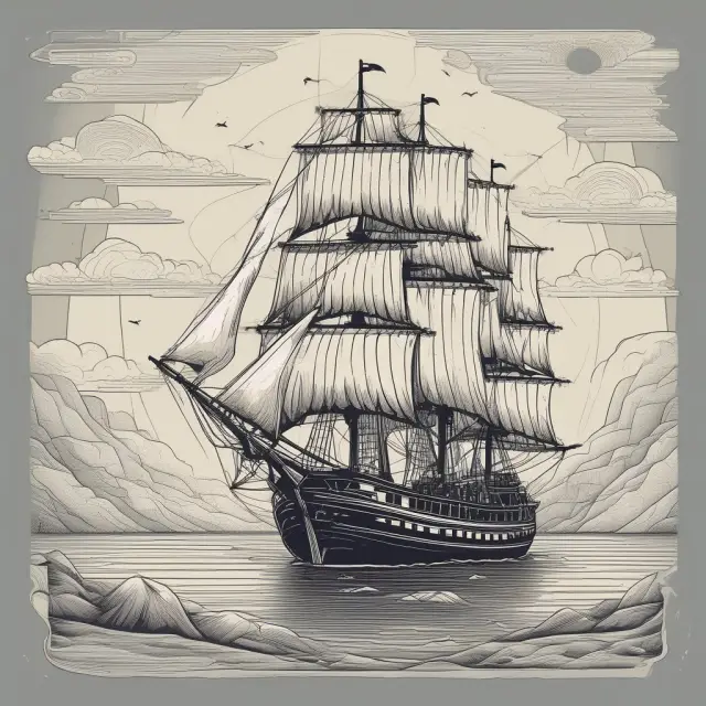 An investor steering a ship through economic waters, guided by charts and trends based on positive economics