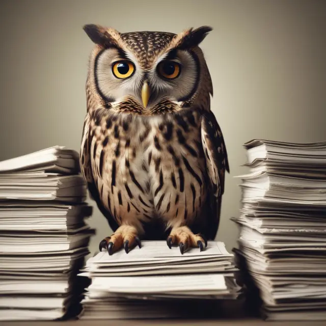 Wise owl analyzing financial data and applying Bayes