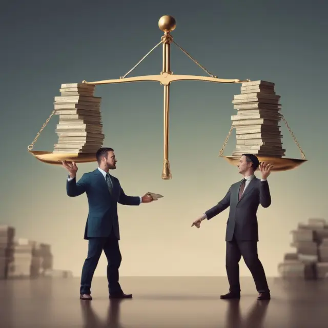 Founders weighing the balance of pre-money and post-money valuations in a scale to maintain control during funding rounds.