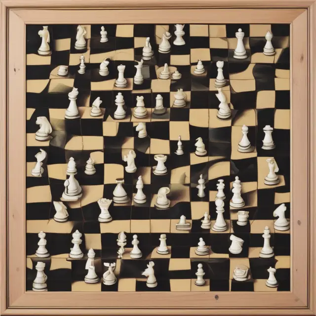 A chessboard populated by pieces representing founders, investors, and financing rounds, illustrating the negotiations for favorable post-money valuations