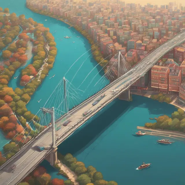 An image of a beautiful bridge linking two continents, symbolizing the connection between businesses and their diverse target markets based on different Power Distance Index values