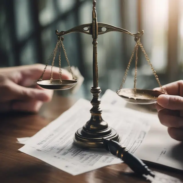 Scale balancing financial debts and a power of attorney document, emphasizing the control to manage obligations
