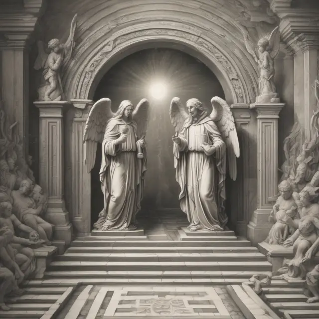 An image featuring a guardian angel helping an older couple navigate various power of attorney options
