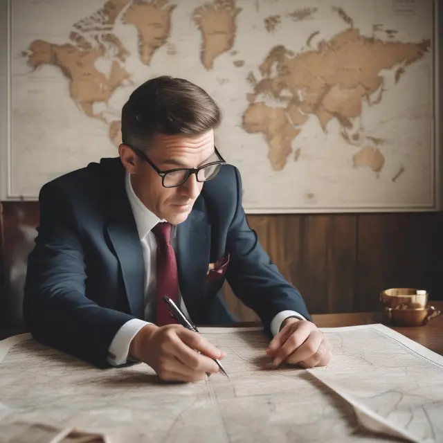 An affluent investor poring over an intricate map, uncovering the hidden benefits and risks of pre-IPO placements