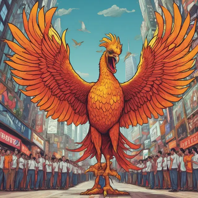 A phoenix rising from a nest symbolizes Alibaba