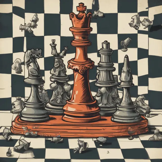 Monopolizer king eliminating competitors in a chess game, representing predatory pricing.