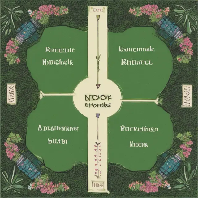A vibrant garden filled with four quadrants: one for each type of preferred stock - cumulative, non-cumulative, participating, and convertible.