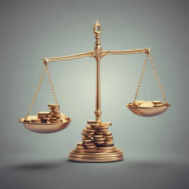 A balance scale with PPO network symbols on one side and coins representing costs on the other, illustrating the process of choosing the best PPO plan based on cost considerations.