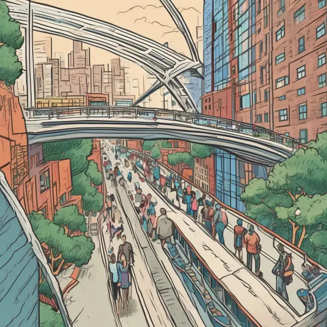 Bridge connecting various medical professionals and patients within a PPO network, symbolizing convenience and accessibility in healthcare.